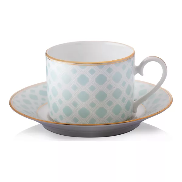 Noritake Wicker Green Çay fincanları və nəlbəkilər