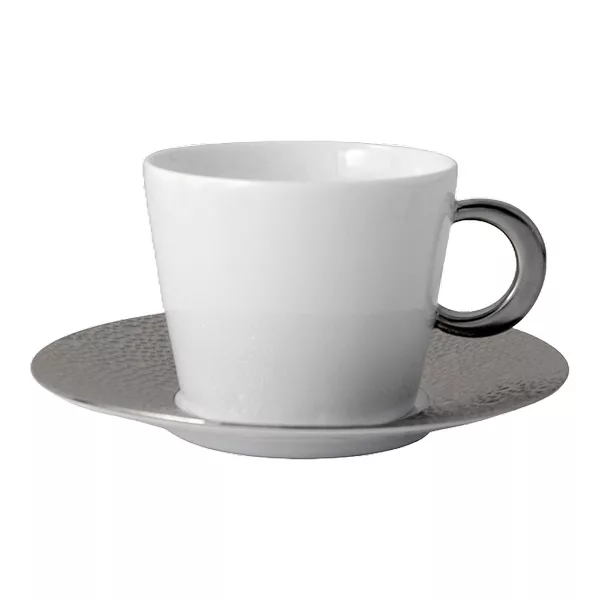 Bernardaud Ecume Platine Çay fincanları və nəlbəkilər