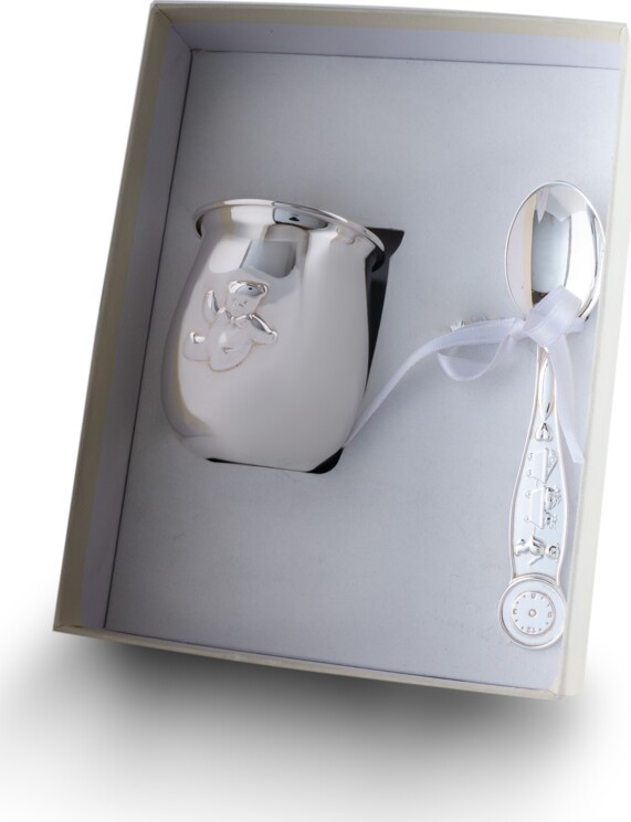 Greggio 9.80.7152 Bear baby glass and “Baby Day” spoon set