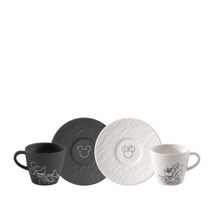 Villeroy & boch Manufacture Rock Mickey Qəhvə üçün fincan və nəlbəkilər